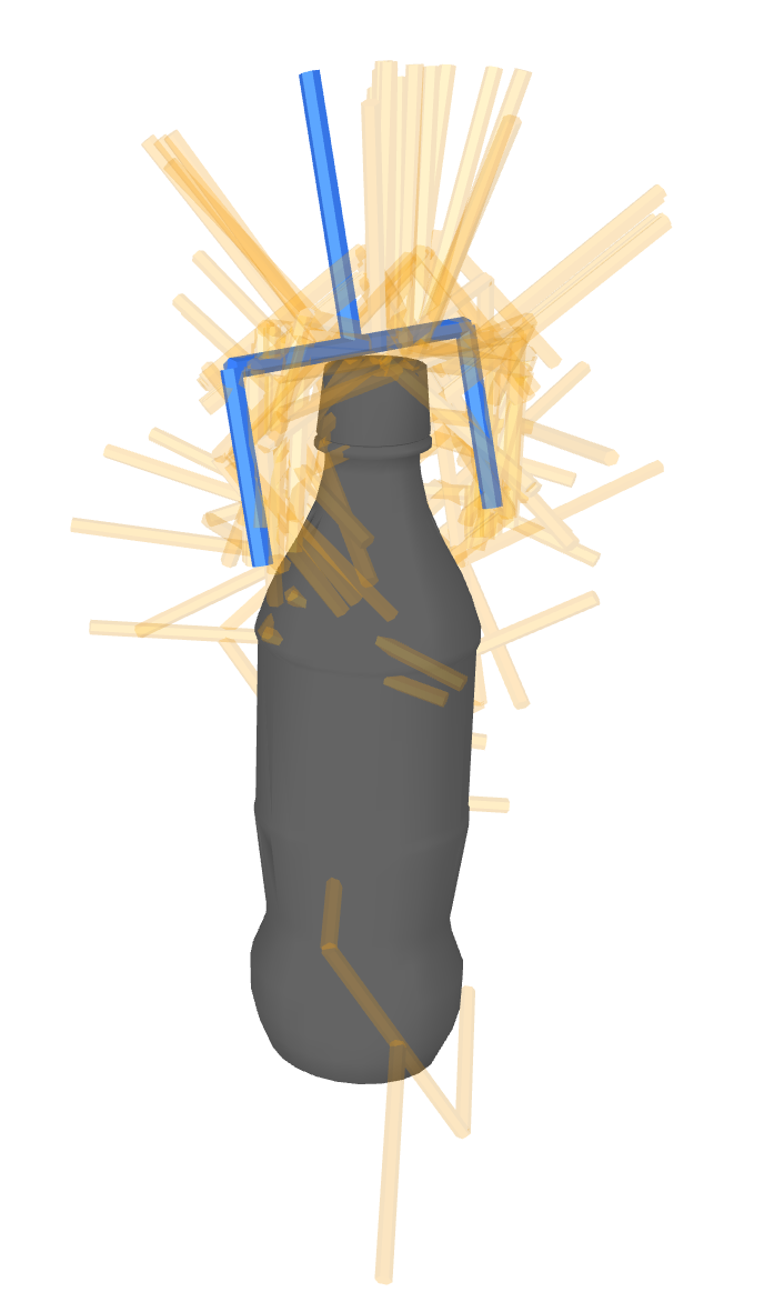 PTv3 predicted grasps on a bottle